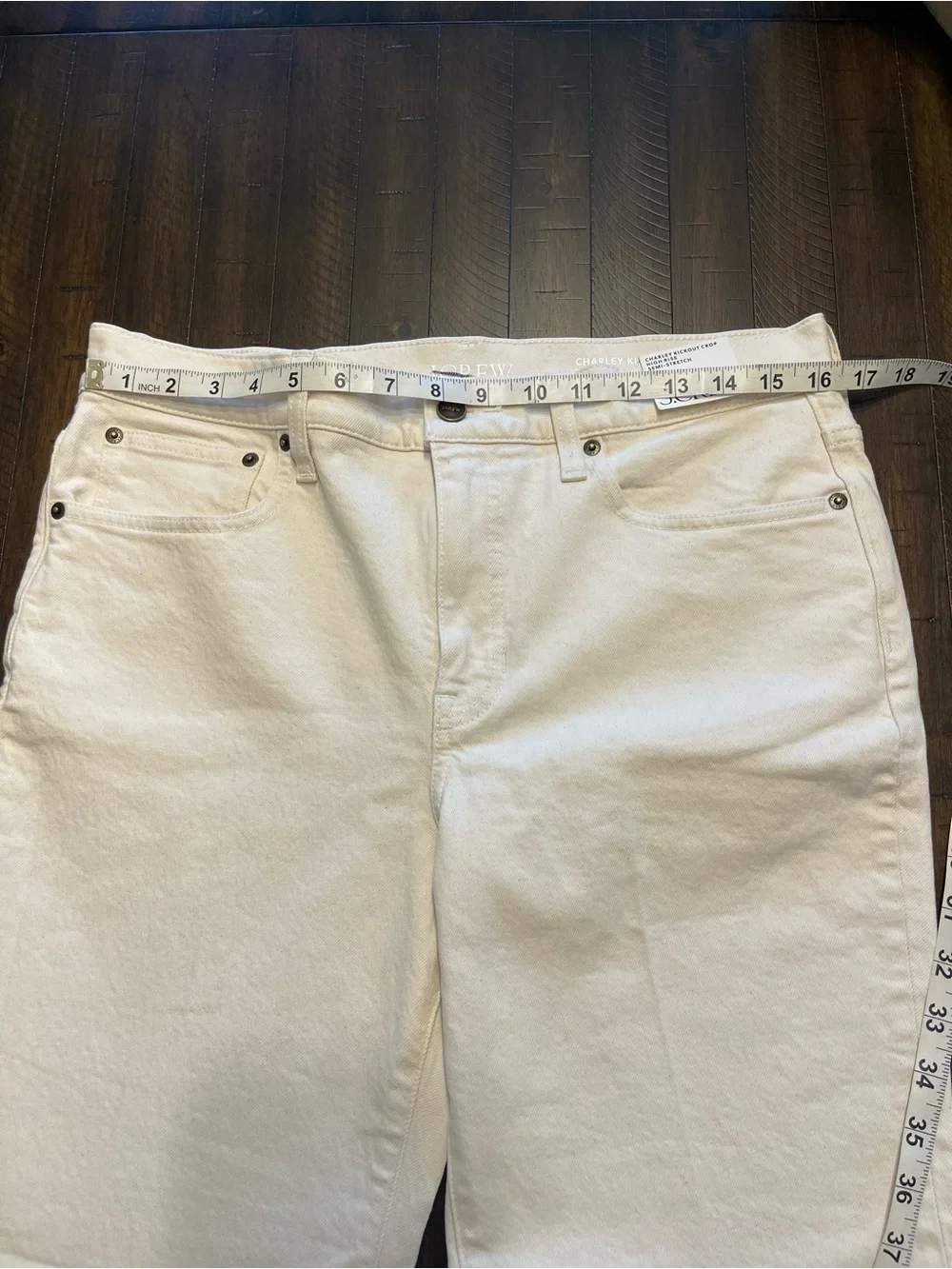 J. Crew Cream Cropped Wide-Leg Jeans